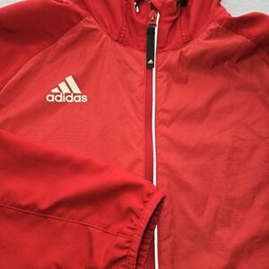 Adidas Men's Red Track Jacket Full Zip Climalite Performance Soccer Gym 01/16 LG